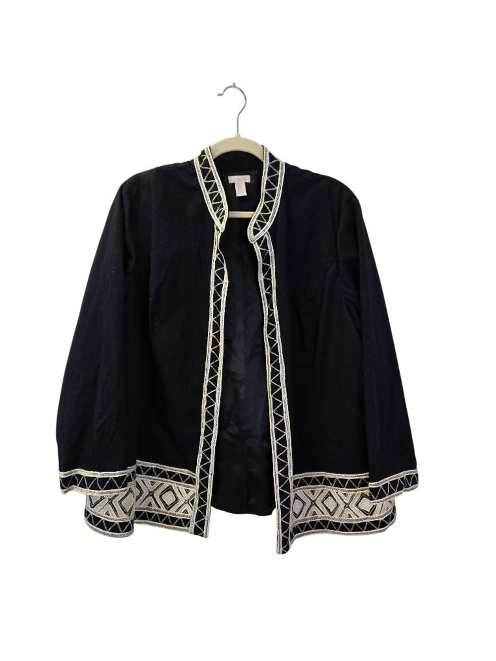 Chico's 100% Cotton Embroidered Open Jacket Blazer Size Chico's 4/XXL
